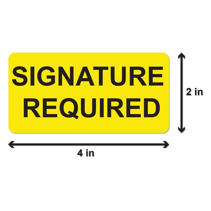 OfficeSmartLabels Signature Required Stickers (4 x 2 inch, Yellow, Rectangular - 300 Labels) Signature Required Shipping & Delivery - Semi-Gloss Coated, Self-Adhesive - Image 2